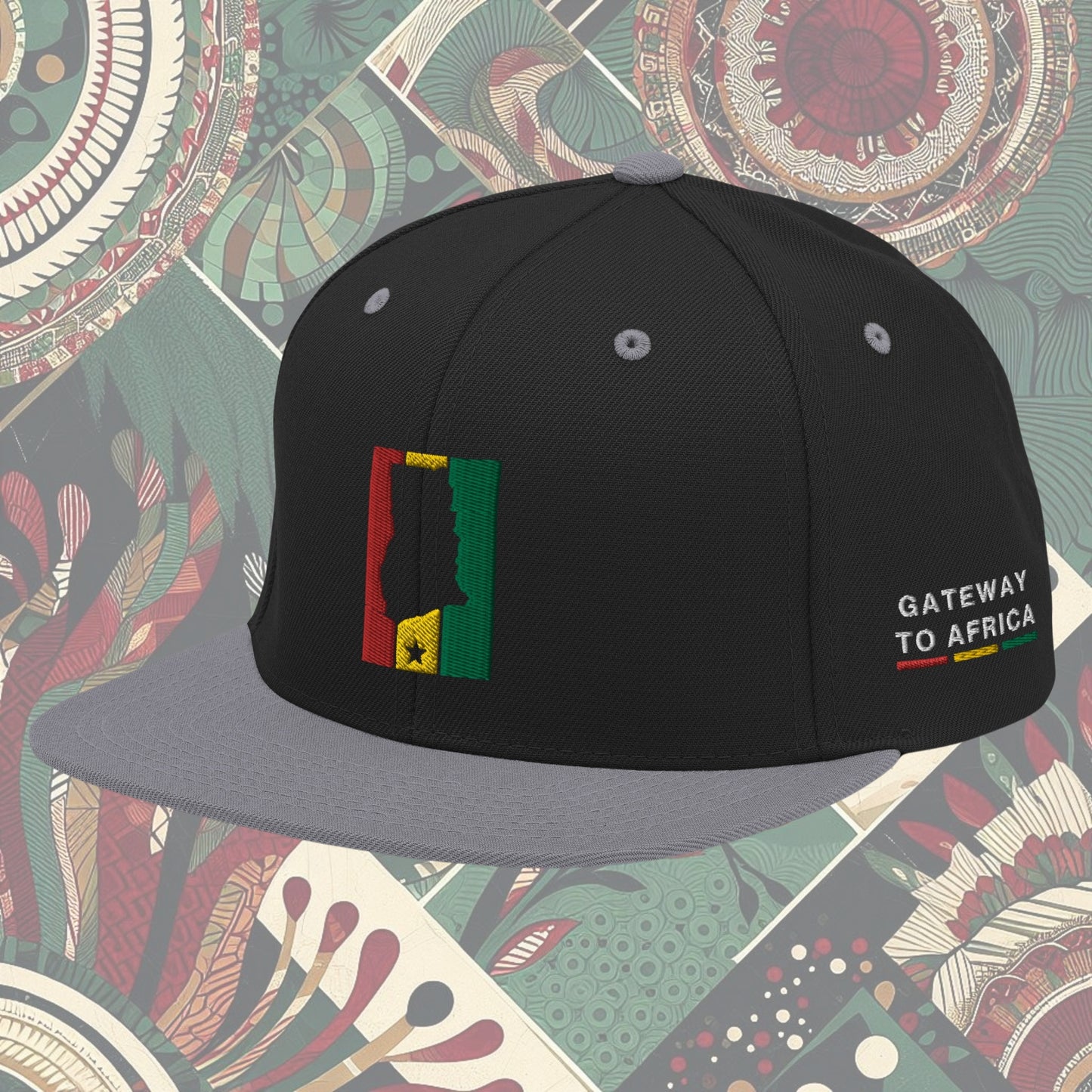 Ghana, Ghana Flag, Ghanaian Flag, Ghanaian Flag Hat, Ghana Flag Hat, Snapback, Ghanaian Flag Snapback, Ghana Flag Snapback, Grey