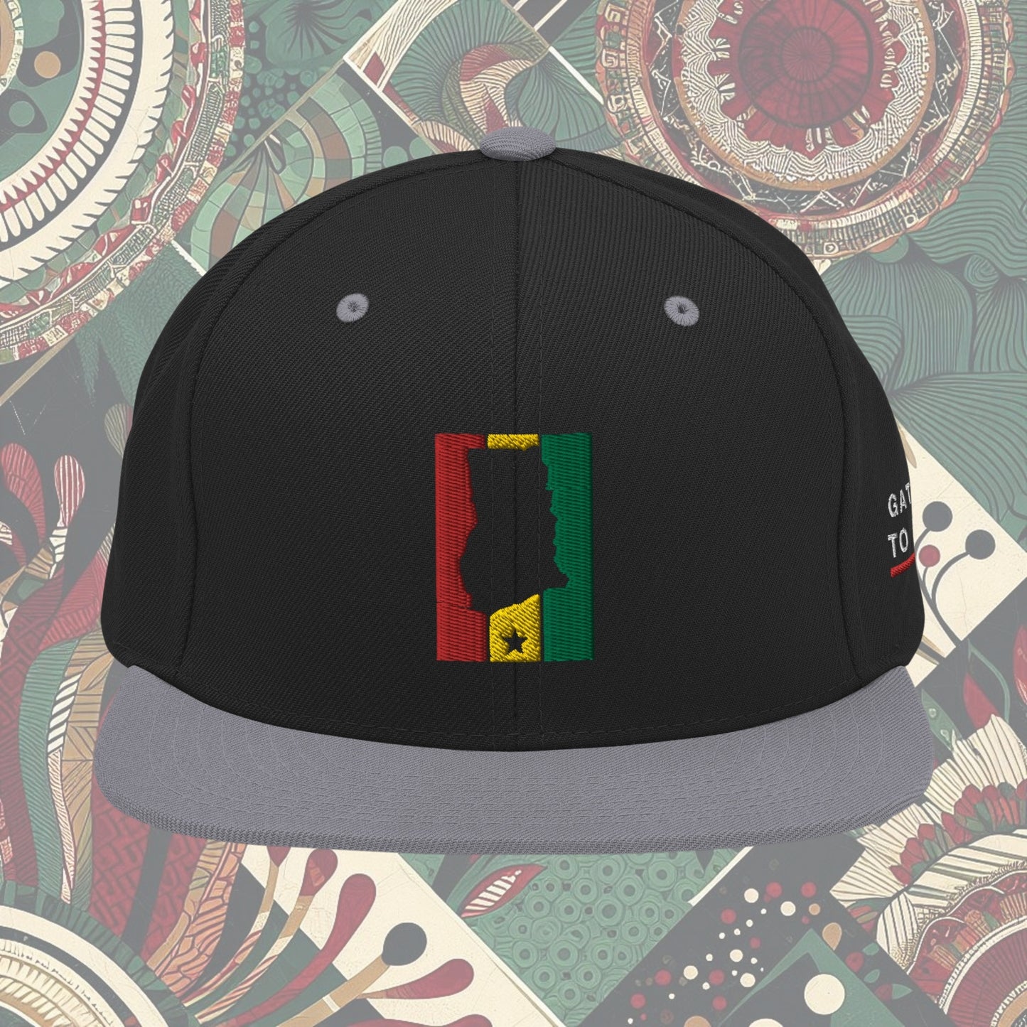 Ghana, Ghana Flag, Ghanaian Flag, Ghanaian Flag Hat, Ghana Flag Hat, Snapback, Ghanaian Flag Snapback, Ghana Flag Snapback, Grey