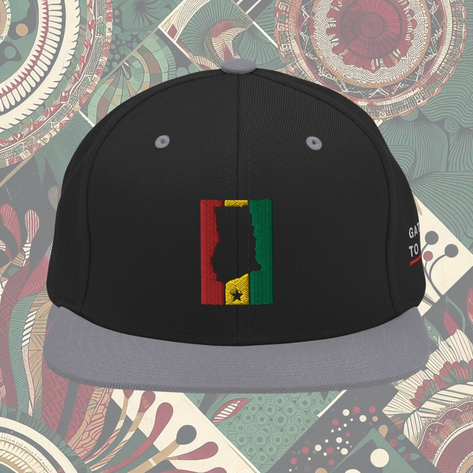 Ghana, Ghana Flag, Ghanaian Flag, Ghanaian Flag Hat, Ghana Flag Hat, Snapback, Ghanaian Flag Snapback, Ghana Flag Snapback, Grey